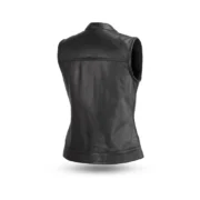 Ludlow Women’s Leather Motorcycle Vest – Sheep Diamond Club Style by Jacket Field
