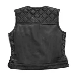 Bonnie Women’s Leather Motorcycle Vest – Diamond Quilted Club Style by Jacket Field