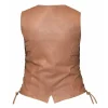 Womens Brown Lambskin Leather Vest by Jacket Field