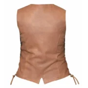 Womens Brown Lambskin Leather Vest by Jacket Field