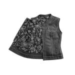 Women’s Leather Motorcycle Vest White Stitching Limited Edition by Jacket Field