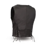 Women’s Western Style Leather Motorcycle Vest Naked Cowhide by Jacket Field