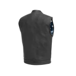 Club Style Mens Black Cowhide Leather Motorcycle Vest by Jacket Field