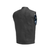 Club Style Mens Black Cowhide Leather Motorcycle Vest by Jacket Field