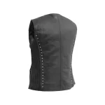 Women’s Leather Motorcycle Vest Studded Diamond Cowhide by Jacket Field