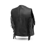 Women’s Western Fringe Leather Motorcycle Vest Sheep Diamond by Jacket Field