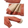 Womens Orange Sherpa Fleece Denim Jacket by Jacket Field