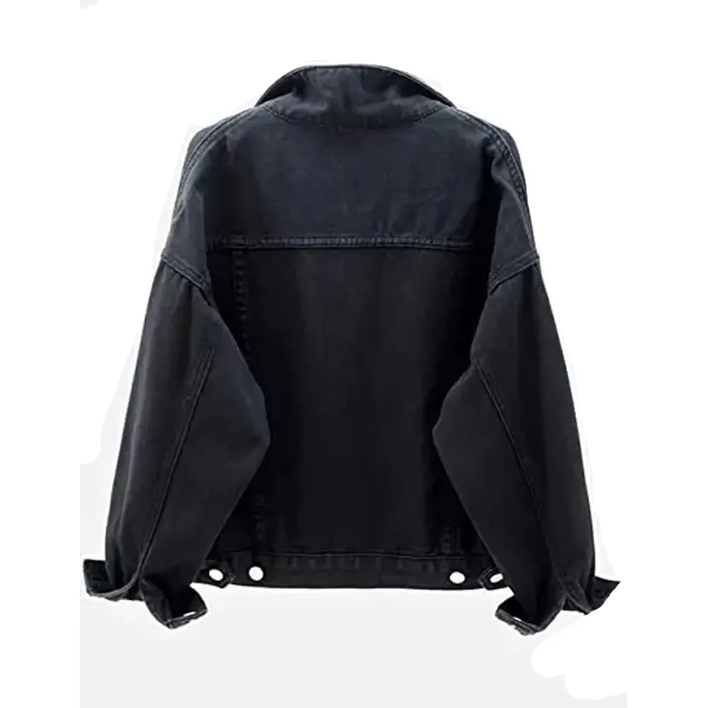 Womens Classic Black Denim Jacket by Jacket Field