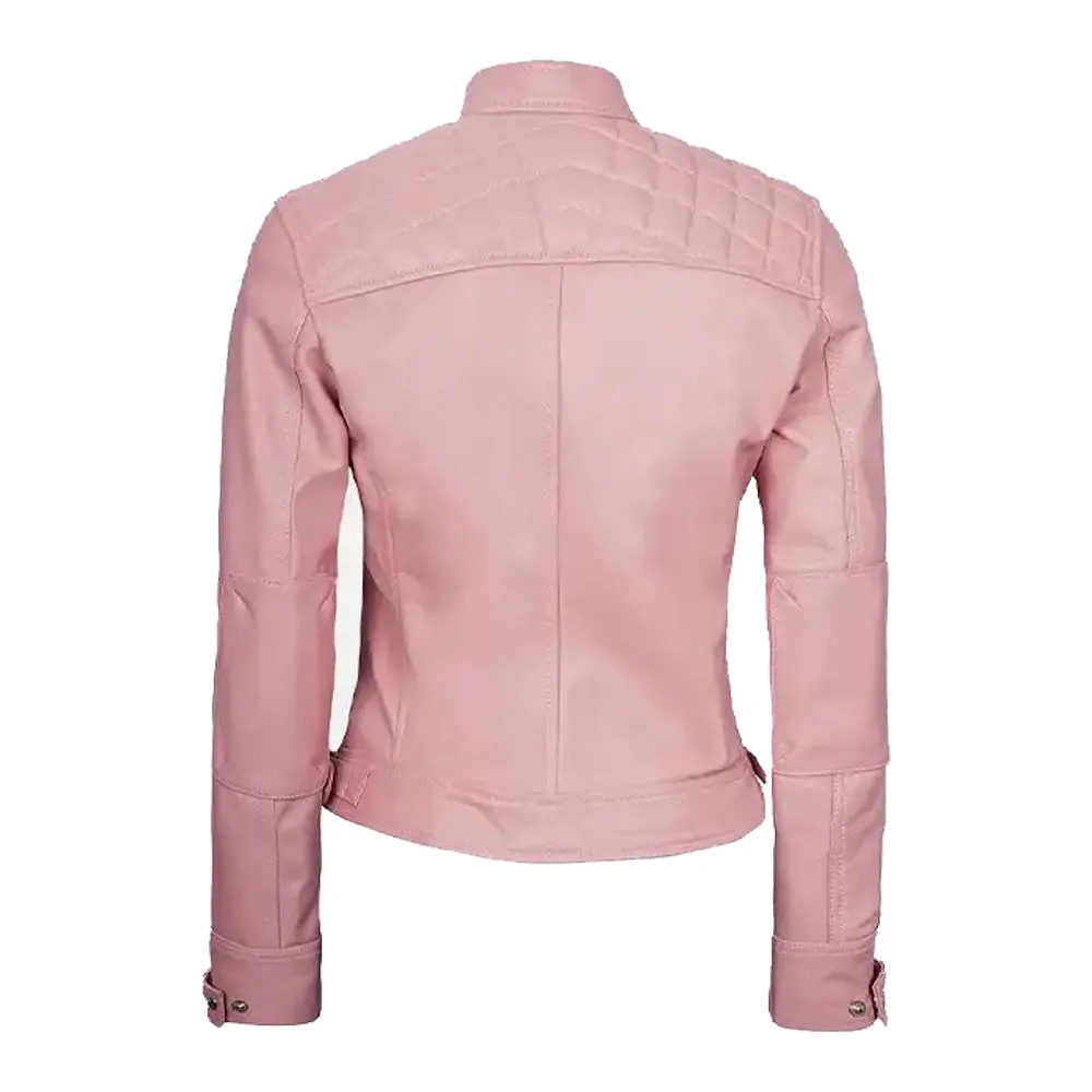 Womens Diamond Cafe Racer Pink Jacket by Jacket Field