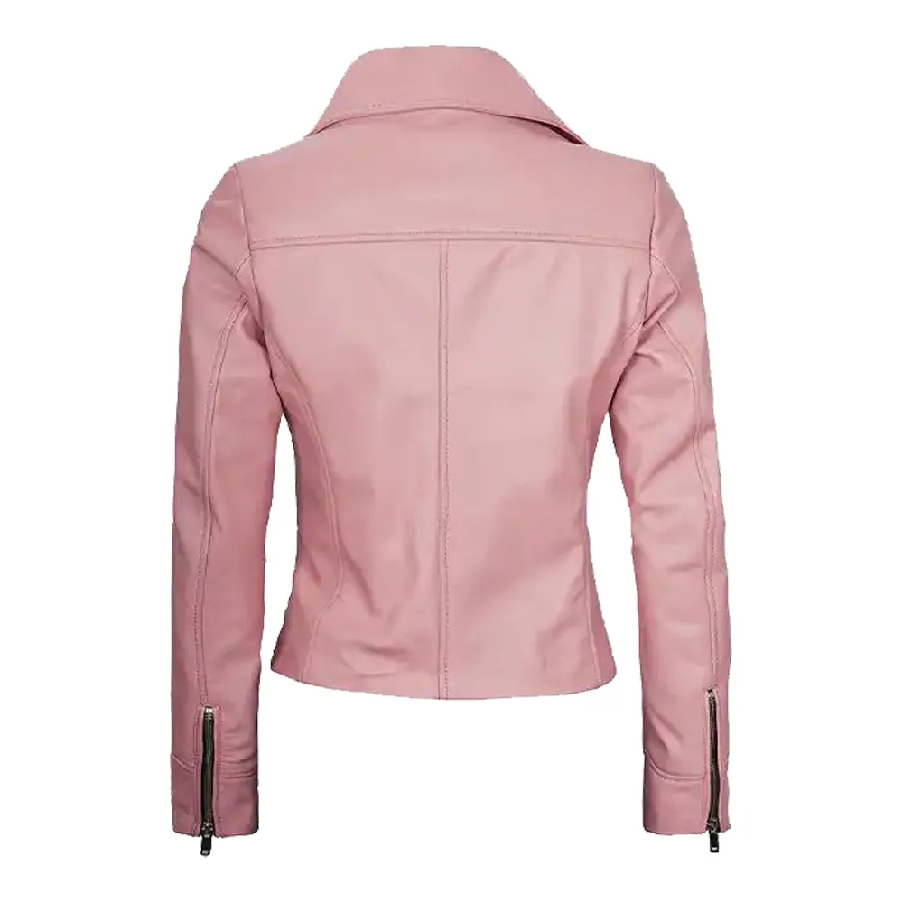 Womens Moto Style Pink Jacket by Jacket Field
