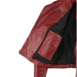 Womens Asymmetrical Biker Style Red Leather Jacket by Jacket Field