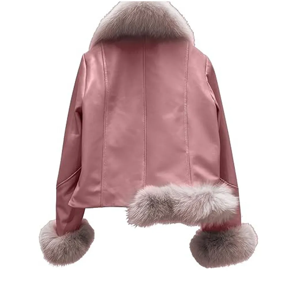 Womens Sheepskin Sherpa Shearling Pink Jacket by Jacket Field