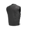 Sniper Club Style Mens Black Cowhide Leather Motorcycle Vest by Jacket Field