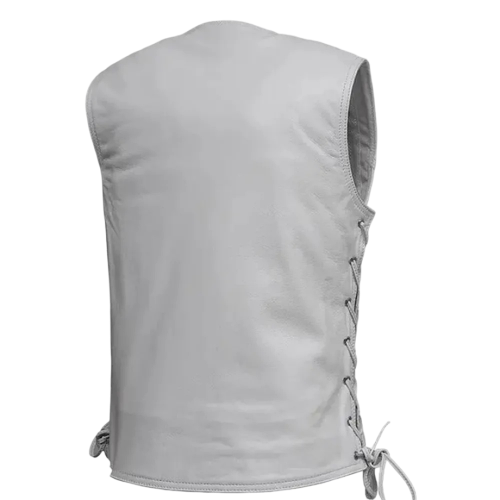 Women’s Motorcycle White Leather Vest By Jacket Field