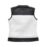 Women's Club Style Motorcycle White Leather Vest By Jacket Field
