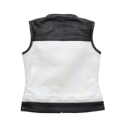 Women's Club Style Motorcycle White Leather Vest By Jacket Field