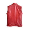 Womens Quilted Biker Style Red Leather Vest by Jacket Field