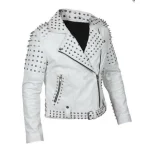 Stylish Calf Leather Biker White Jacket for Women By Jacket Field