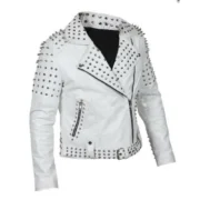 Stylish Calf Leather Biker White Jacket for Women By Jacket Field