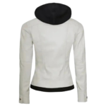 Women’s Off White Leather Jacket with Hood By Jacket Field