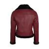 Womens Biker Shearling Black and Maroon Leather Jacket by Jacket Field