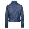 Womens Biker Style Leather Blue Jacket by Jacket Field