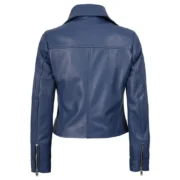 Womens Biker Style Leather Blue Jacket by Jacket Field