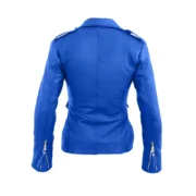 Womens Brando Leather Blue Jacket by Jacket Field