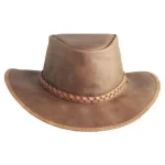 Mens Stylish Brown Leather Hat by Jacket Field