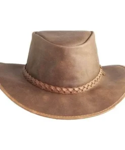 Mens Stylish Brown Leather Hat by Jacket Field
