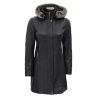 Black Shearling Coat Womens with Fur Hood by Jacket Field