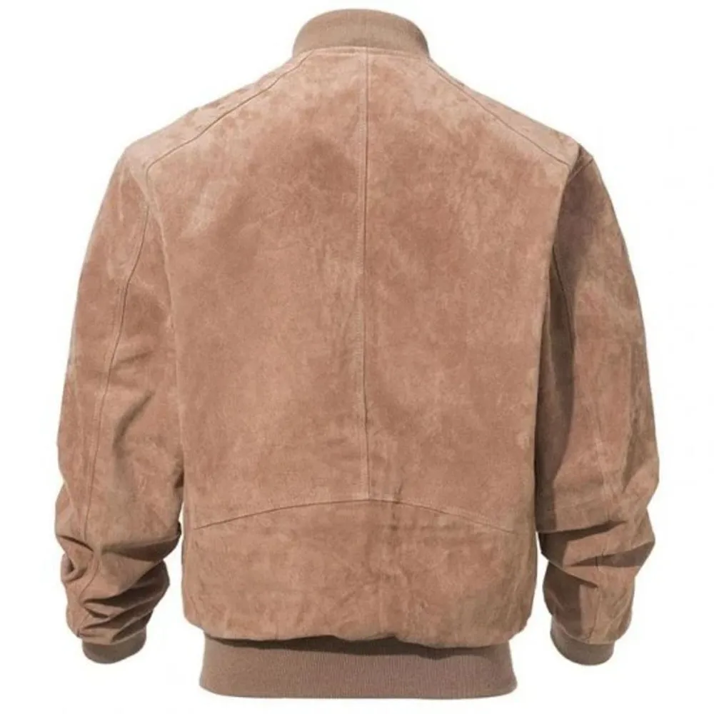 Mens Camel Brown Suede Leather Bomber Jacket by Jacket Field