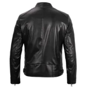 Mens Cafe Racer Vegan Black Leather Jacket by Jacket Field