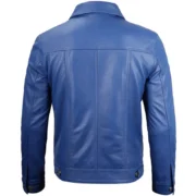 Men's Fernando Leather Trucker Blue Jacket by Jacket Field