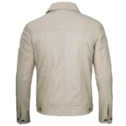 Mens Leather Trucker Off White Jacket by Jacket Field