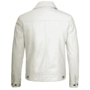Fernando Mens Leather Trucker Off White Jacket by Jacket Field