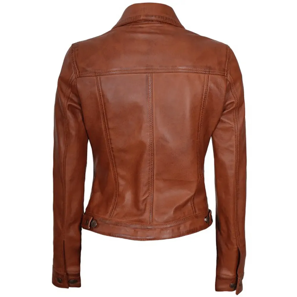 Womens Fernando Brown Leather Jacket by Jacket Field