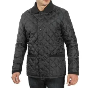 Mens Black Quilted Bomber Jacket by Jacket Field