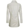 Kandis Womens Off White Real Leather Car Coat