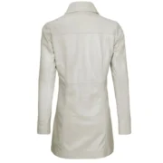 Kandis Womens Off White Real Leather Car Coat