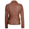 Kinley Womens Double Breasted Brown Leather Jacket by Jacket Field