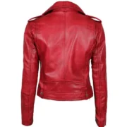 Womens Biker Margaret Red Leather Jacket by Jacket Field