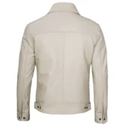 Mens Lambskin Leather Off White Jacket by Jacket Field
