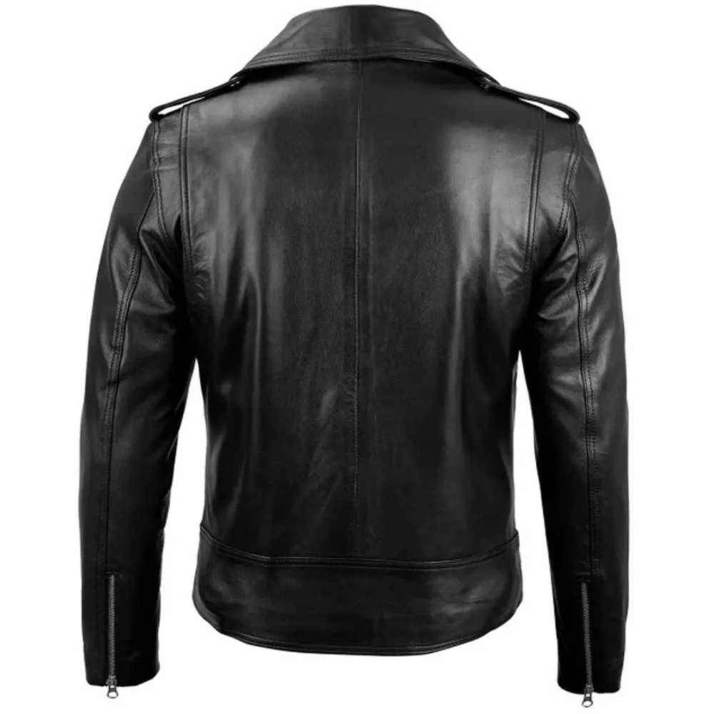 Mens Black Leather Jacket Biker Style by Jacket Field