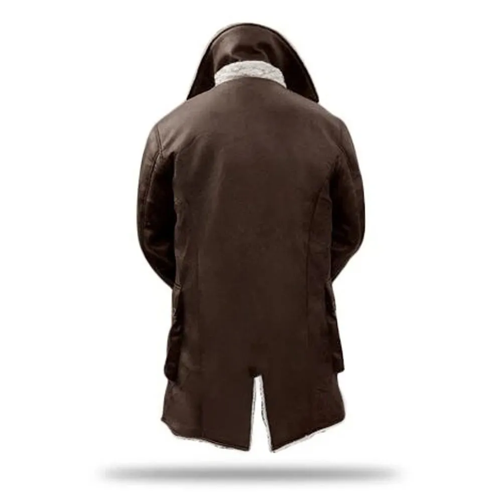 Mens Dark Brown Bane Sherpa Shearling Coat by Jacket Field