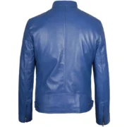 Men's Dodge Blue Racer Leather Jacket – Stylish Cafe Biker Blue Jacket By Jacket Field