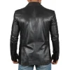 Men's Two-Button Blazer Black Leather Jacket by Jacket Field