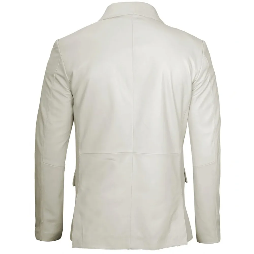 Mens Lambskin Leather Blazer Off White Jacket by Jacket Field