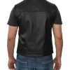 Western Style Mens Black Leather Vest by Jacket Field