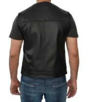 Western Style Mens Black Leather Vest by Jacket Field